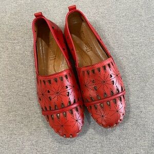 Spring Step Fusaro Red Leather Loafer Women Size 40